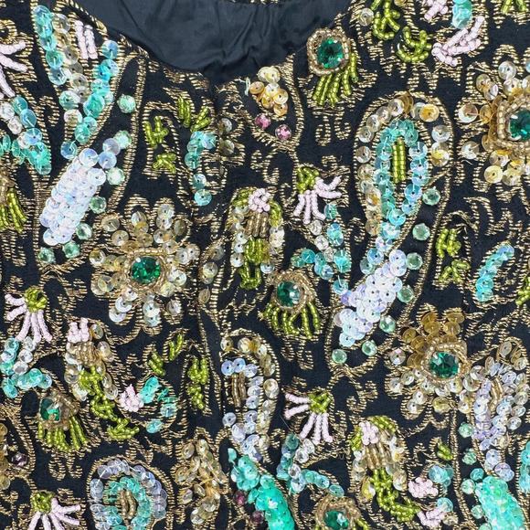 Vintage Y2K Hand Sewn Sequin Silk Blend Dress  Small Going Out Cocktail Party - Picture 3 of 7